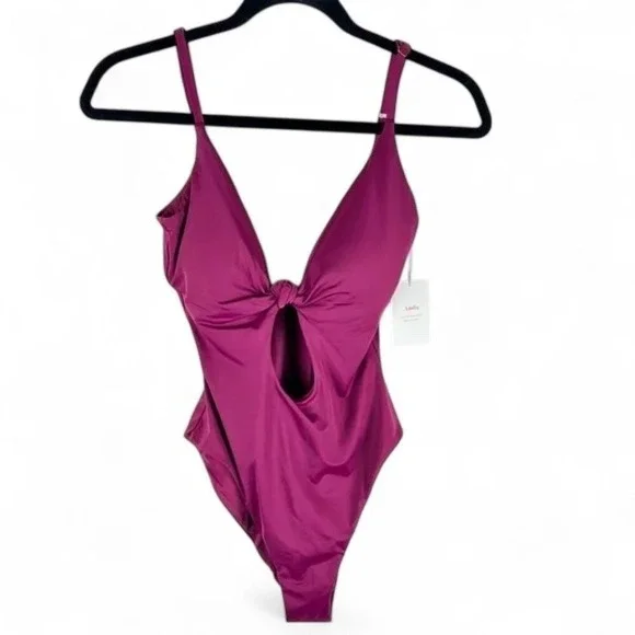 Andie Swim Santorini One-Piece Swimsuit Plum Burgundy Size Small Eco-Friendly - Picture 2 of 15